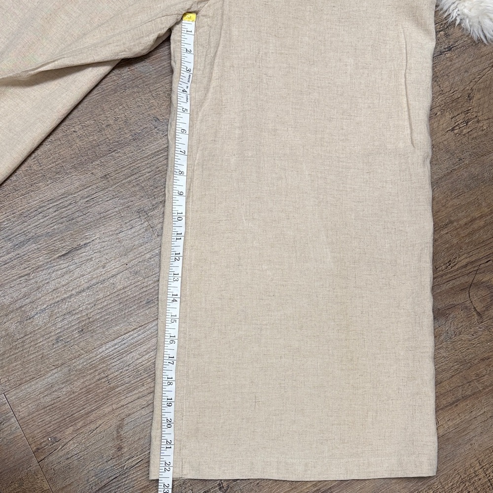 Maeve by Anthropologie Linen-Blend Wide Leg Jumpsuit in Beige size 8 - Picture 7 of 10